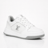 White LV-Style Low-Top Court Sneakers